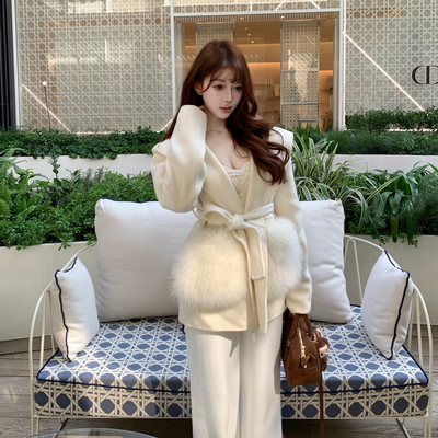 M900毛呢外套女2026年新款冬季短款小个子大衣呢子高级感收腰百搭