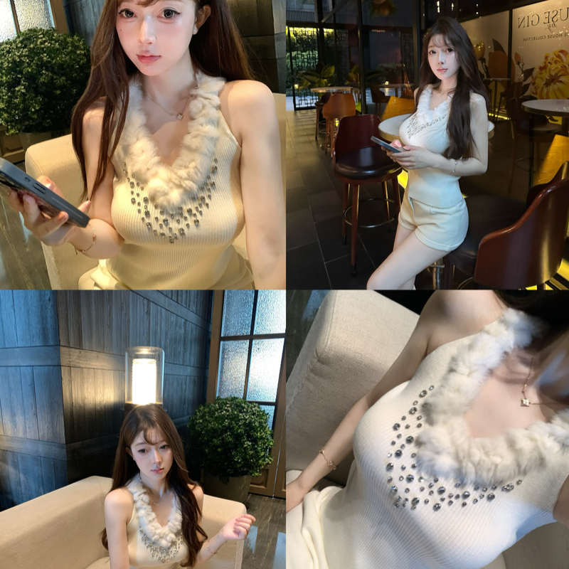 M900挂脖上衣女无袖背心春秋外穿2025新款辣妹穿搭性感露背高级感