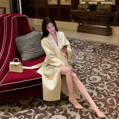 M900大衣女秋冬毛呢外套高级感中长款2025年新款呢子白色冬季气质