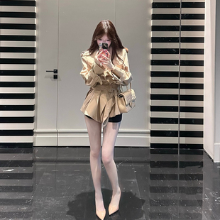 时尚 春秋卡其色短款 小个子流行穿搭 法式 M900早秋外套女2025年新款