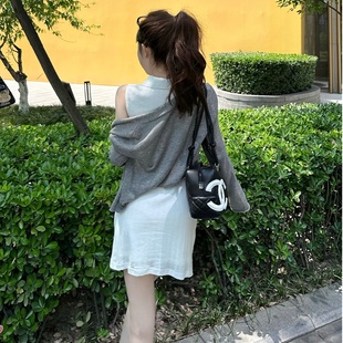 长袖 M900灰色针织开衫 外套短款 女外搭上衣夏天2025年新款 百搭 薄款