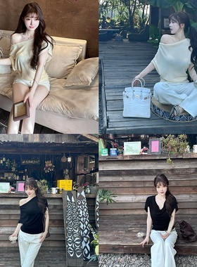 M900短袖女t恤2026新款斜肩上衣夏季体恤露肩设计感黑色辣妹显瘦