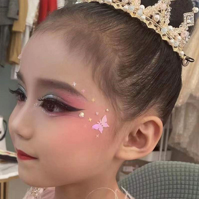 幼儿园儿童演出舞台妆立体眼妆亮片蝴蝶贴片亮钻星星脸贴饰品