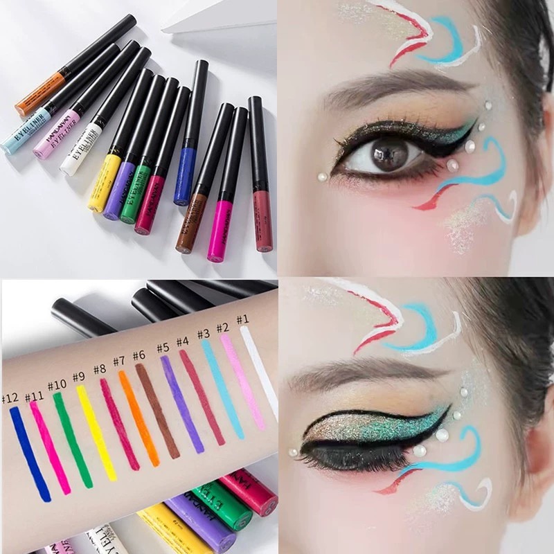 白黑彩色眼线液笔防水不晕染脸颊彩绘拉丁舞儿童舞台妆演出哑光