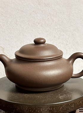 宜兴紫砂壶原矿紫泥虚扁250cc仿古壶手工泡茶壶功夫茶具