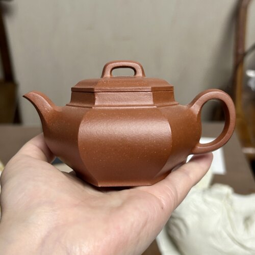 宜兴紫砂壶原矿家藏老料清水泥方壶六方手工制紫砂壶茶具150cc