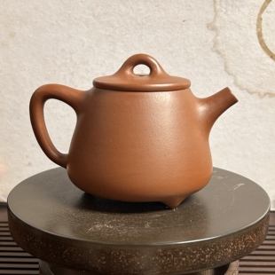 宜兴紫砂壶原矿紫砂泥红皮龙高石瓢壶手工制作功夫茶具茶壶