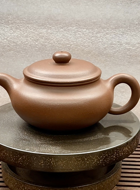 宜兴紫砂壶原矿紫泥仿古壶扁腹250cc手工制作中式茶壶礼品茶具