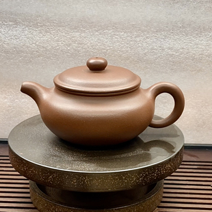 宜兴紫砂壶原矿紫泥仿古壶扁腹250cc手工制作中式茶壶礼品茶具