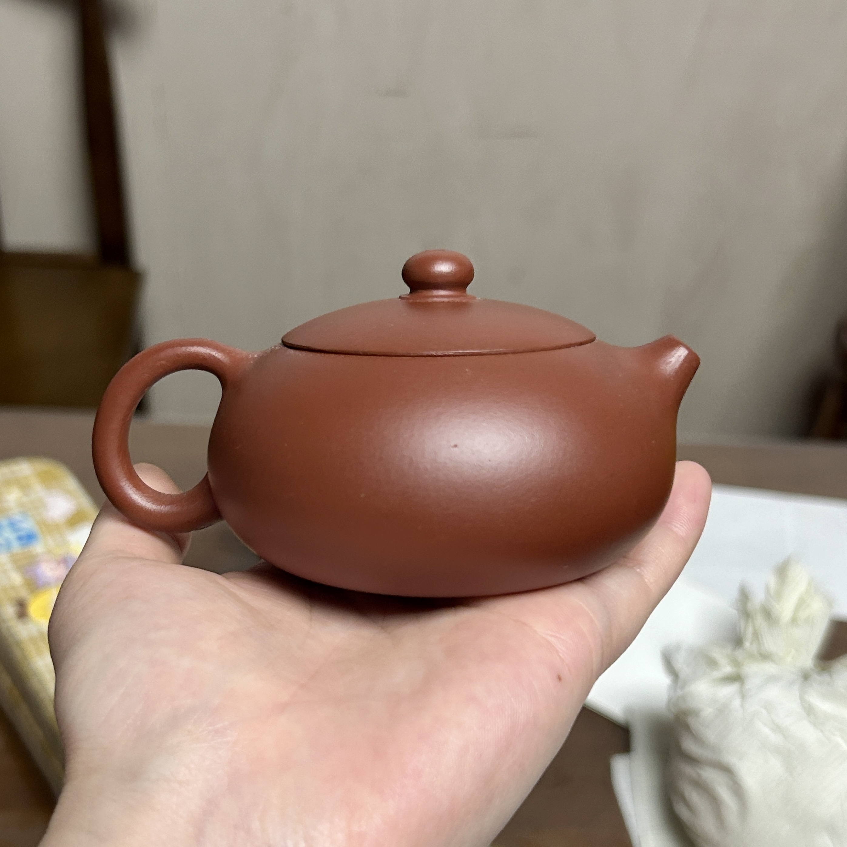 宜兴紫砂壶原矿紫泥家藏红皮龙手工制紫砂壶茶具140cc