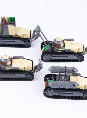 MOC军事法国雷诺FT17轻型坦克兼容创意小颗粒拼插积木