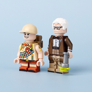 MOC飞屋环游记迪士尼拼装卡尔小罗人仔小颗粒积木兼容