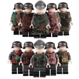 MOC兼容人仔穿戴迷彩大衣披风军事武器配件积木玩具
