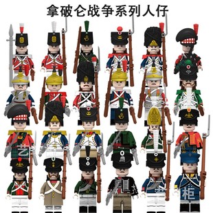 MOC第三方英军官骑士步兵拿破仑战争法军人仔小颗粒拼插积木玩具