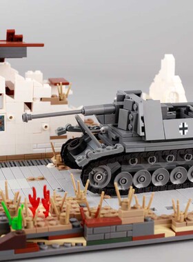 MOC兼容军事黄鼠狼坦克歼击车sdkfz251/17小颗粒拼插积木