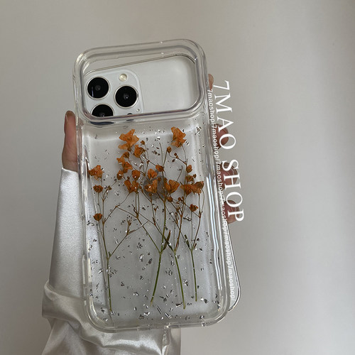 小橘花干花滴胶iPhone手机壳