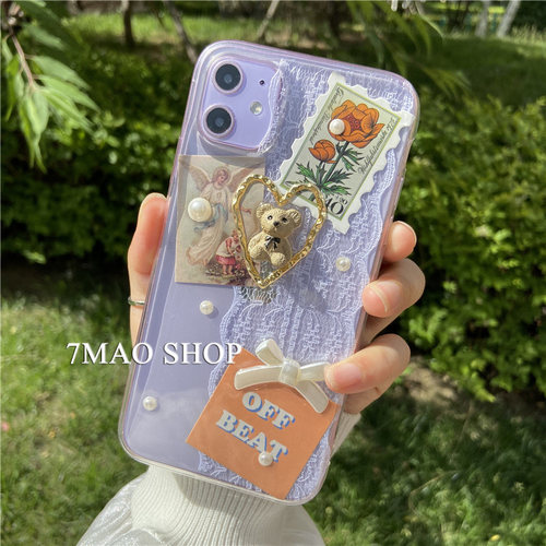 卡通小熊卡片适用苹果手机壳