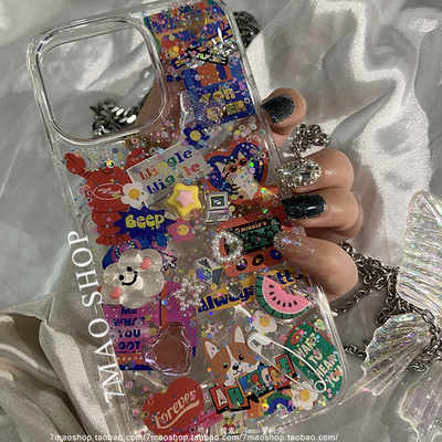 原创千禧辣妹柯基猫咪手机壳