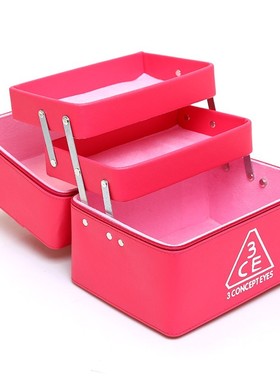 五层化妆包3CE手提专业化妆师专用化妆箱大容量黑色硬折叠收纳包