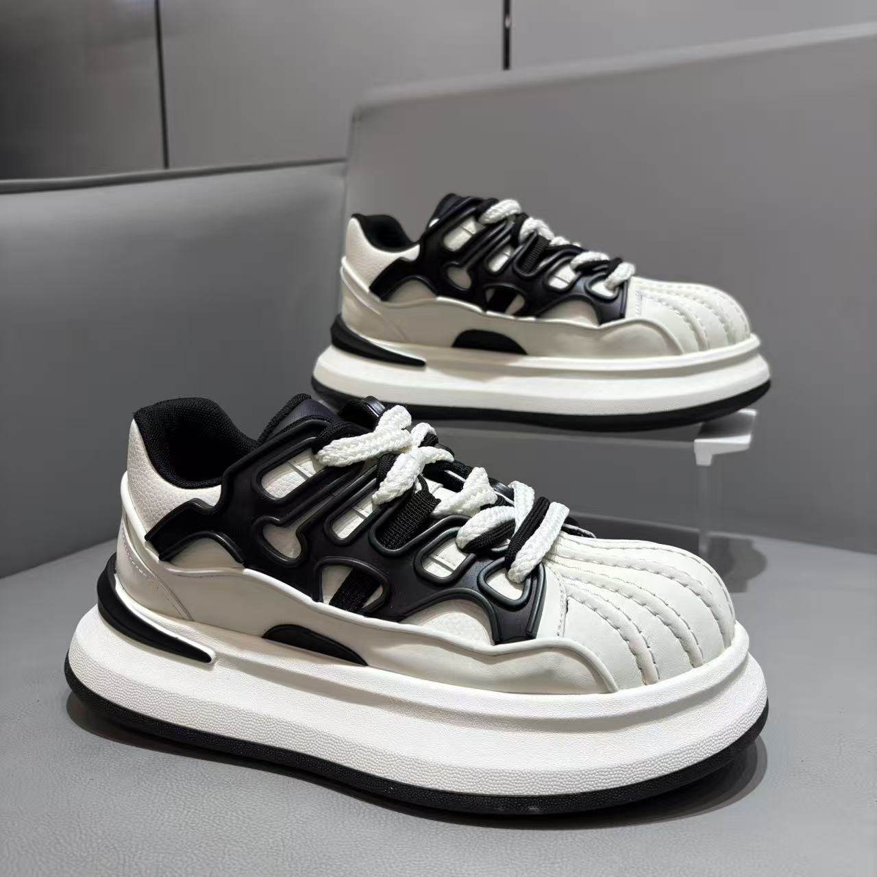 潮牌贝壳头男鞋2026春季新款板鞋男士小白鞋厚底增高百搭休闲鞋男,流行男鞋,休闲板鞋,淘宝优惠券,粉丝福利购,淘宝优惠卷