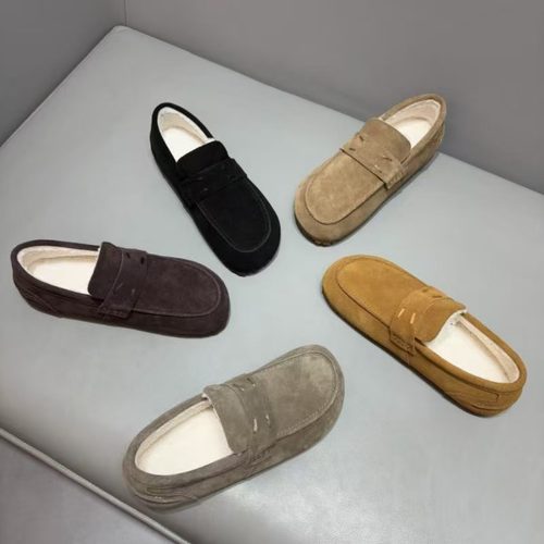 男鞋春秋冬季新款真皮一脚蹬套脚豆豆鞋豆低帮软底加绒保暖乐福鞋