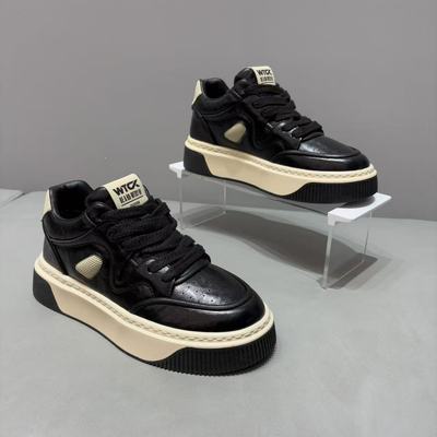 欧洲站男鞋冬季加绒保暖运动休闲鞋潮流软底油蜡皮板鞋厚底时尚鞋