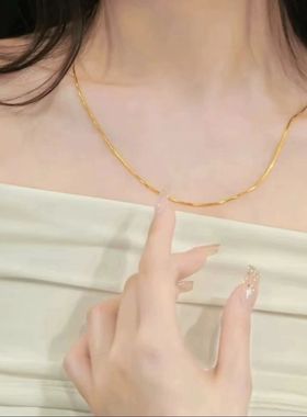 爆款 999 黄金蛇骨项链 ins 风沙金颈链 百搭显瘦不挑人