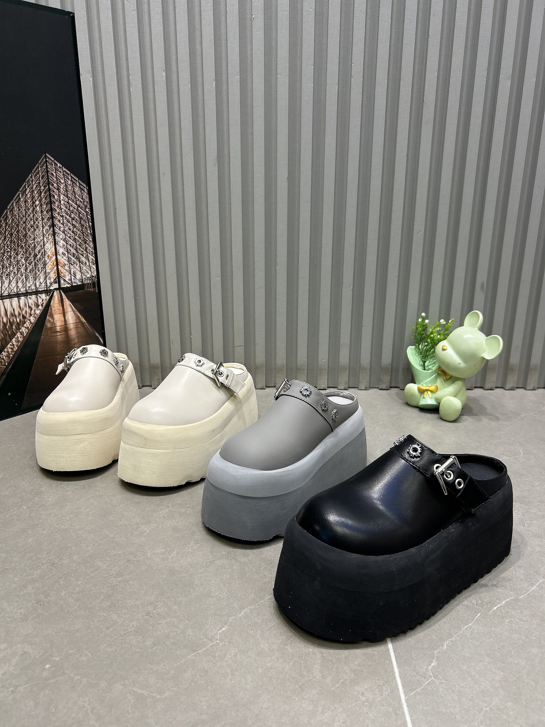 真皮厚底包头半拖女士外穿2026春季新款一脚蹬勃肯鞋懒人增高单鞋