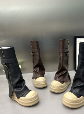 2025新款厚底裤管靴增高筒长靴马丁靴女鞋ins个性做旧脏脏休闲潮