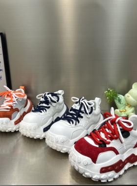 胖丁拼色2026春新款厚底老爹鞋女增高显脚小榴莲底休闲运动鞋单鞋