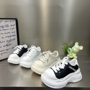 韩版丑萌大头厚底松糕鞋女2026春季新款小个子增高百搭休闲小白鞋