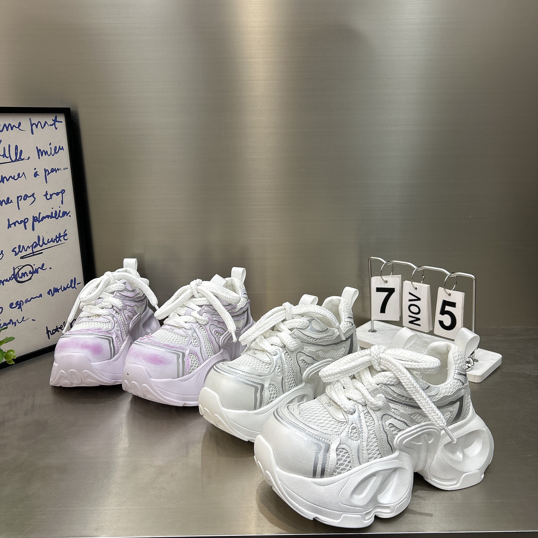 超轻底薄网老爹鞋2026春季新款厚底松糕鞋女鞋增高休闲运动鞋百搭