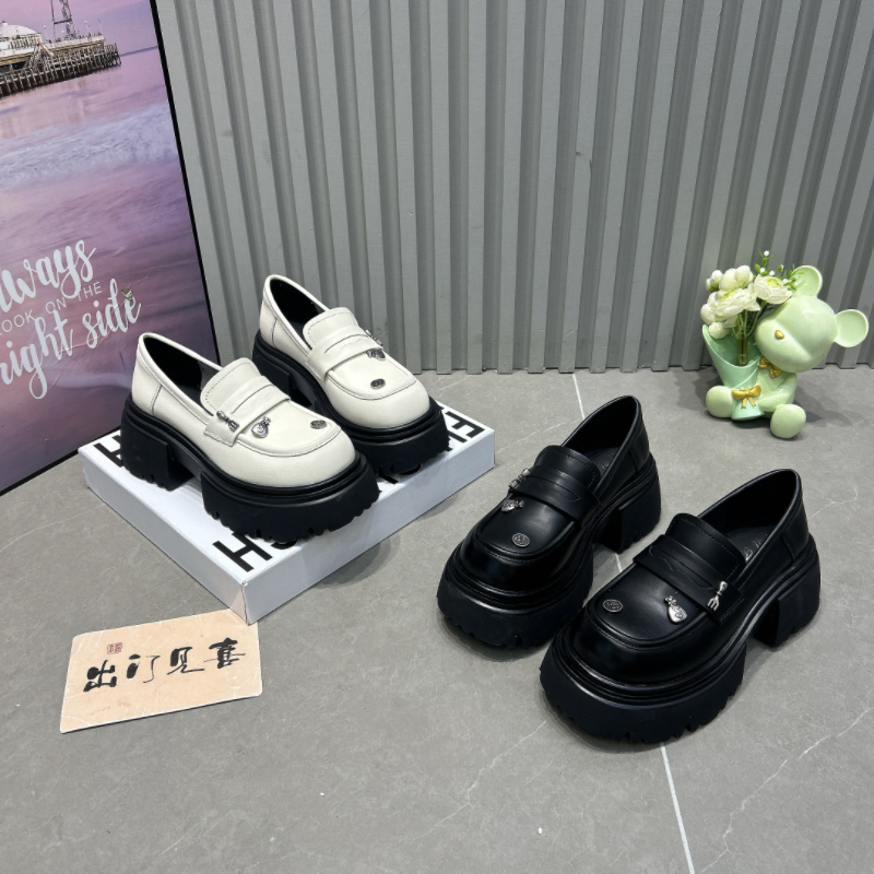 2025新款6cm厚底增高乐福鞋女英伦风小皮鞋一脚蹬单鞋百搭休闲鞋