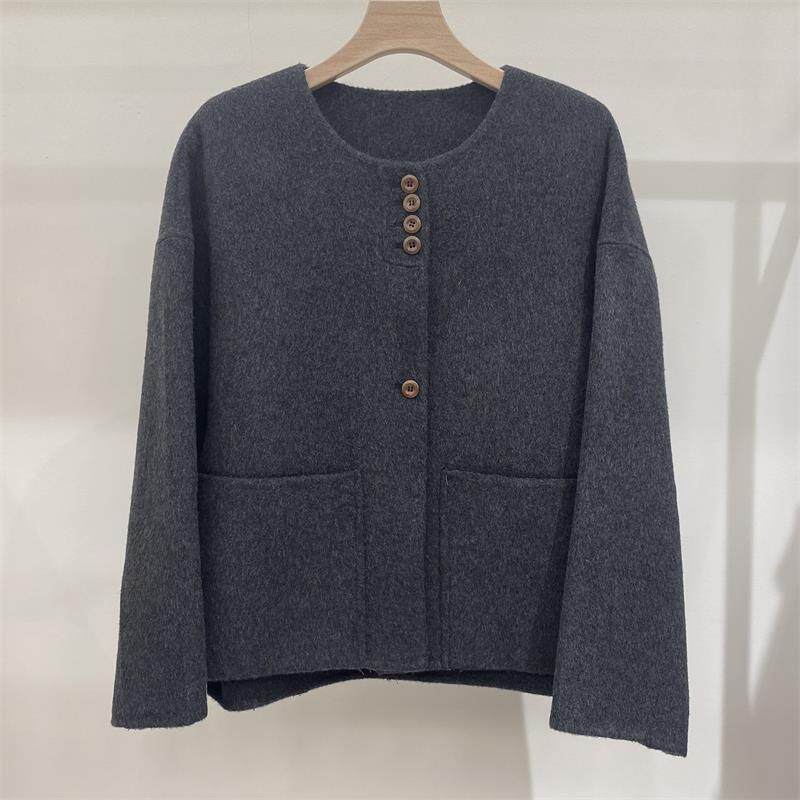 高级感显瘦双面呢宽松短款羊绒大衣女秋冬2025新款小个子羊毛外套