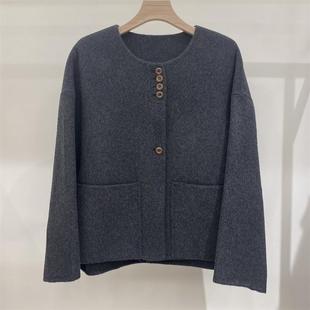 高级感显瘦双面呢宽松短款羊绒大衣女秋冬2025新款小个子羊毛外套