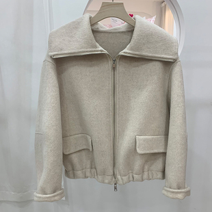 韩系双面羊绒大衣女短款2025秋冬季新款小个子娃娃领羊毛呢子外套