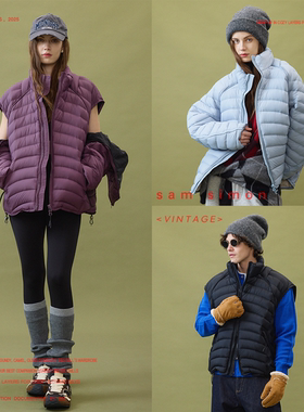 sam simon/sproty轻盈立领龟背可拆卸两穿排骨羽绒服外套男女同款