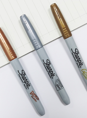 美国三福银色记号笔金属色马克笔sharpie39100无卤油性笔暗色表面