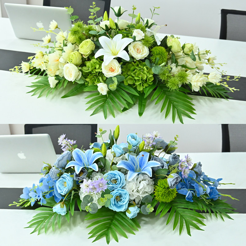 森系绿色会议桌餐桌花仿真花绢花
