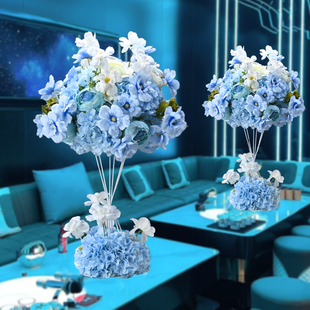 酒店KTV茶几摆台铁艺主桌花圆桌婚礼场景布置用品餐桌花装饰摆件