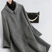 2025秋冬新款 双面毛呢大衣中老年遮肉毛呢子大衣外套 时髦胖MM大码