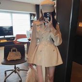 气质短款 英伦风翻领双排扣收腰系带卡其色风衣女2025秋季 新款 外套