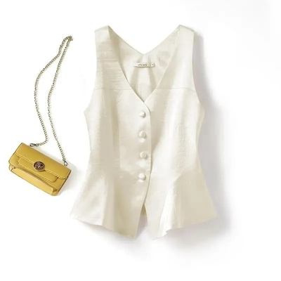 时尚马甲女装背心外穿2024夏季薄款高端无袖v领时尚百搭坎肩马甲