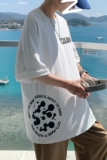 图案已注册港风日系中性休闲情侣大码风短袖T恤DT7654P28，男装T恤，星座227-7