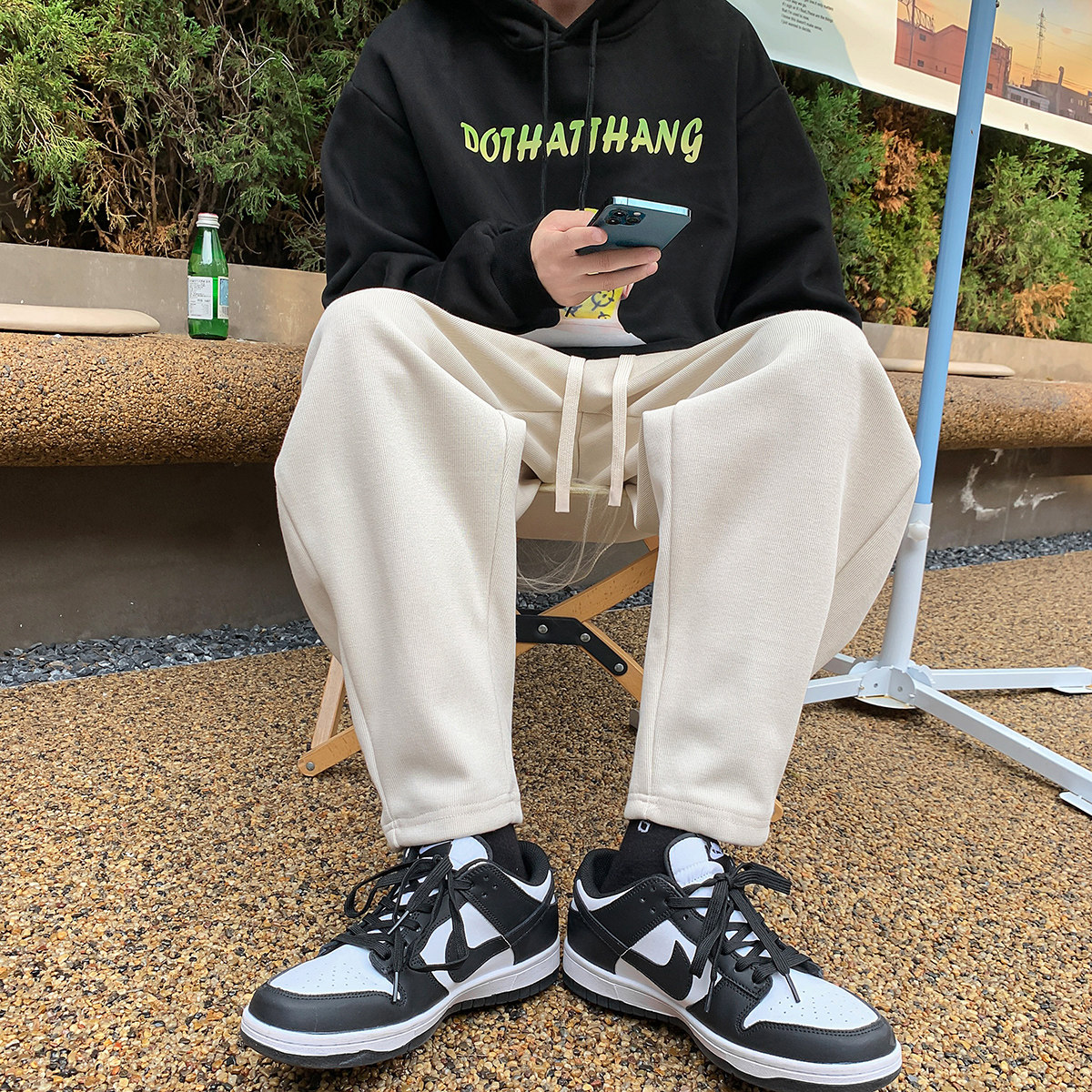 港风休闲裤男卫裤男宽松九分裤运动裤男长裤7566P45控68,男装休闲裤,星座227-7