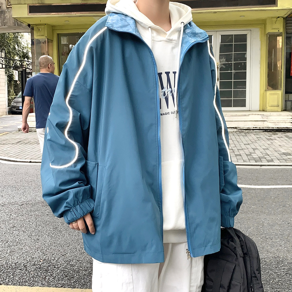 两面穿港风秋季潮牌休闲宽松夹克男潮棒球服外套男JK7426P75图片