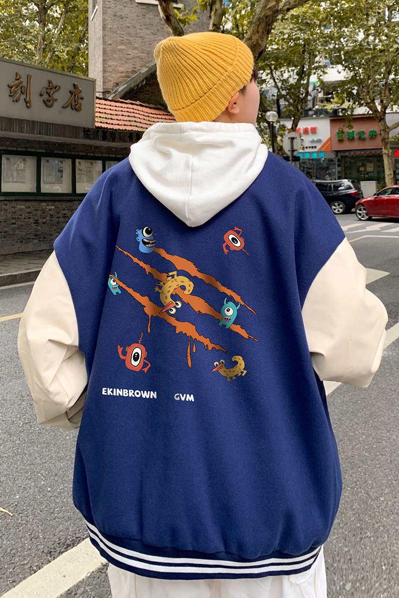 港风潮牌休闲宽松外套男潮流潮毛呢子棒球服夹克男JK7428P75,男装夹克,星座227-7