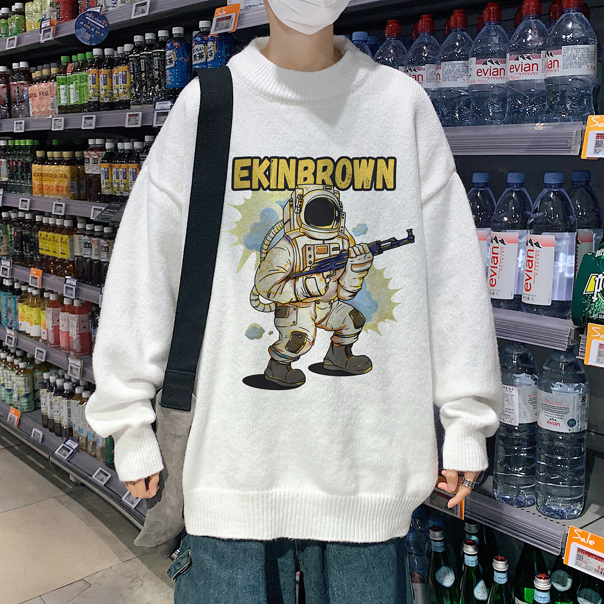 港风长袖印花宽松休闲半高领套头针织衫毛线毛衣男线衣MY7509P48,男装针织衫/毛衣,星座227-7