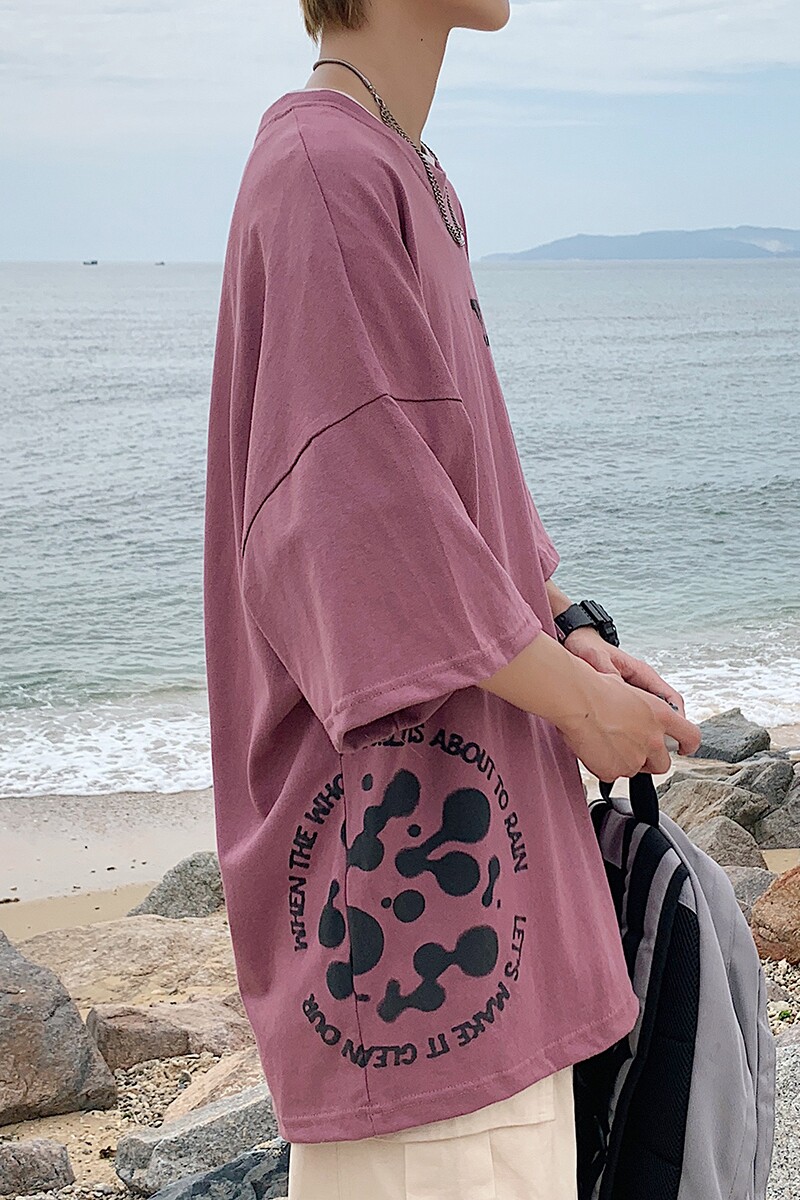 图案已注册港风日系中性休闲情侣大码风短袖T恤DT7654P28,男装T恤,星座227-7