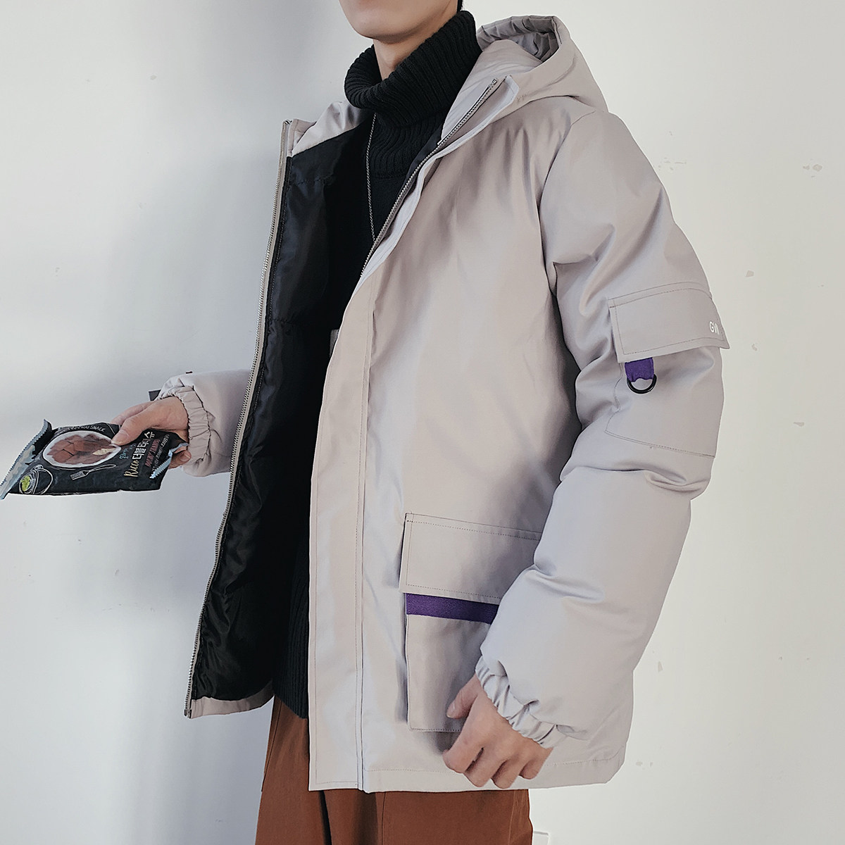 港风秋季连帽宽松休闲拉链时尚棉衣女男大码棉服中性外套7835P105,女装棉衣/棉服,星座227-7